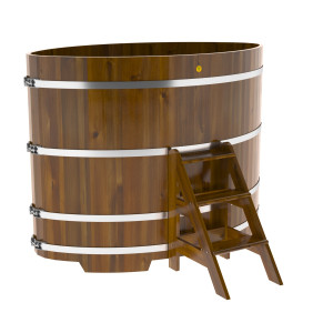 2301 Купель овальная из лиственницы Рустик 1,15х1,83х1,4 морёная Alyarus