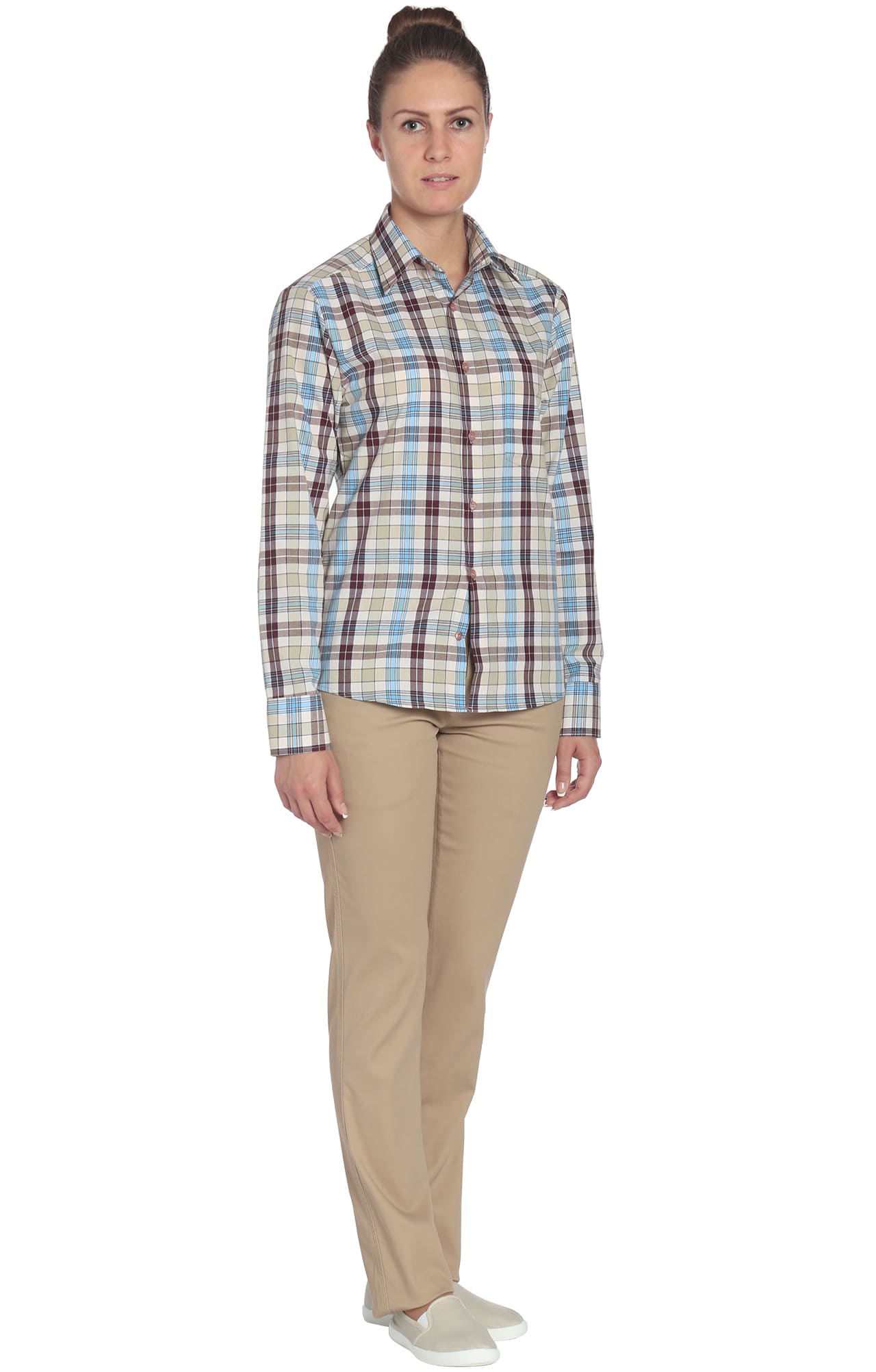 67814 Рубашка в клетку plaid beige (шотландка бежевая) HIPSTER  Толстовки, рубашки, футболки, тенниски  размер 44 (88)  - Вид №2