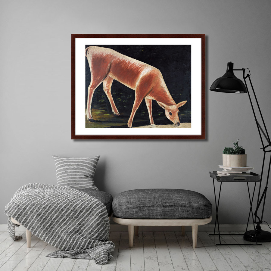 Картина: Roe Deer Drinking From A Stream, 1901г. КАРТИНЫ В КВАРТИРУ  264179 Разноцветный  - Вид №2