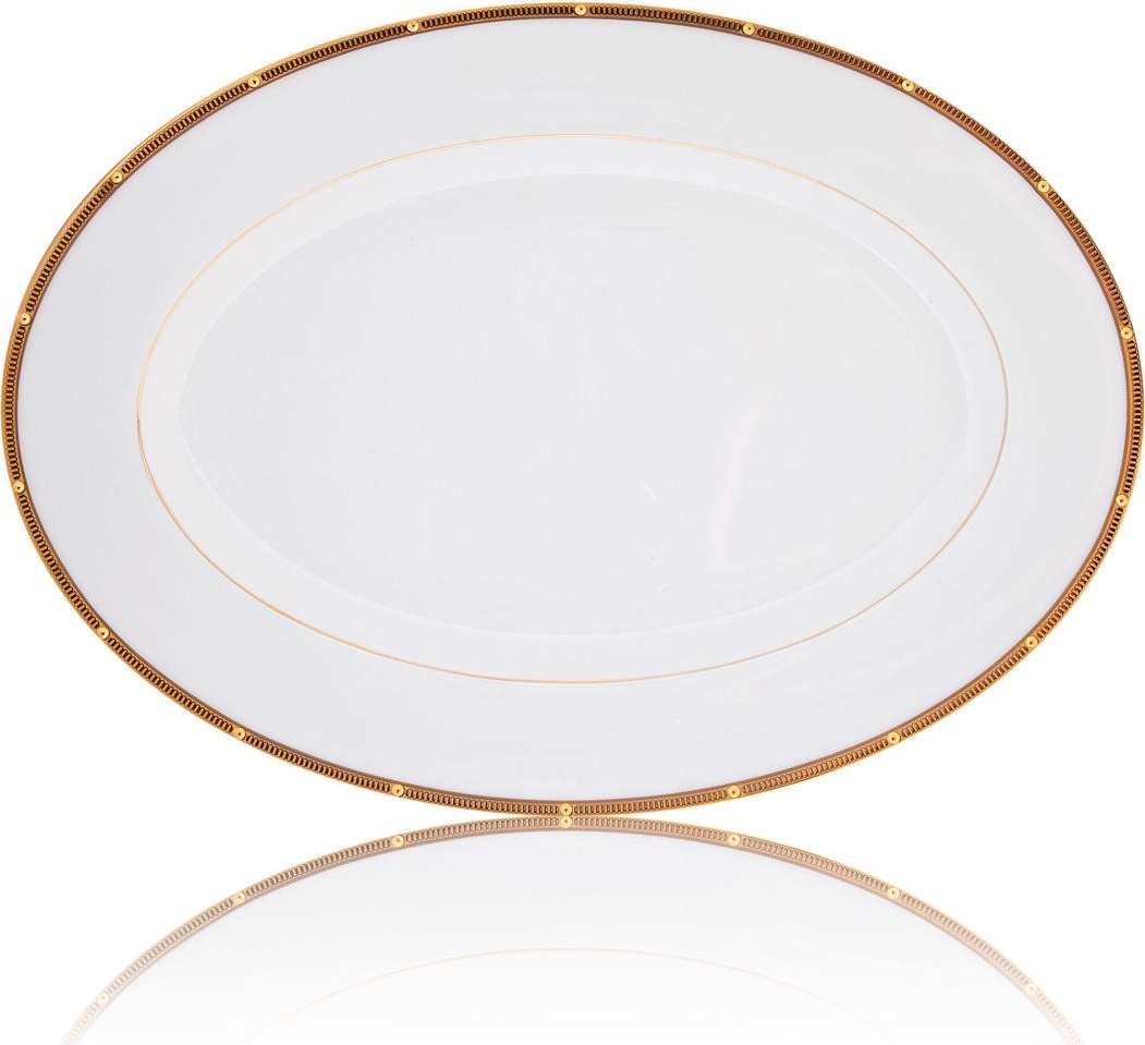 32025 Noritake Блюдо овальное Noritake "Рочель,золотой кант" 31см Фарфор костяной 