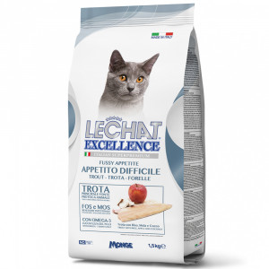 ПР0059855 Корм для кошек EXCELLENCE Fussy Cats для привередливых, форель, рис, яблоки, кокос сух. 1,5кг LECHAT