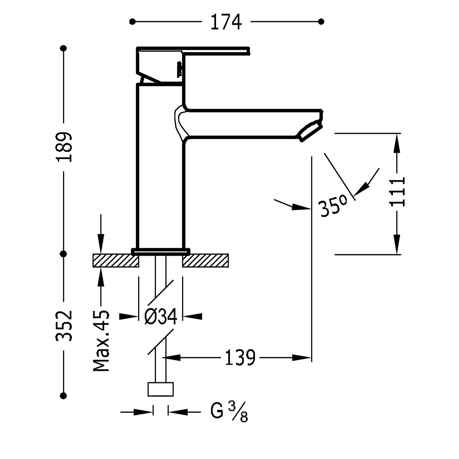 Смеситель для раковины LEX-ALP с одной ручкой-181203 TRES - Вид №1