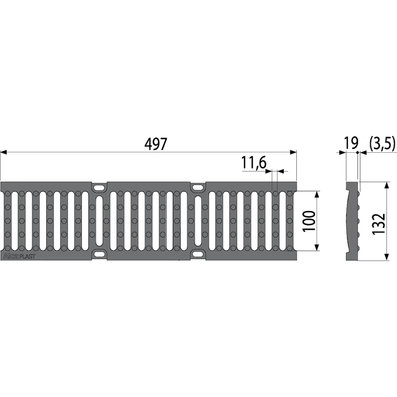 Pешетка для дренажного канала AVZ103 чугунная D400 ALCAPLAST AVZR201 - Вид №1