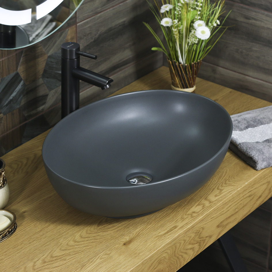 Накладная раковина melana mln-320316mdg матовая темно-серая 320316MDG-805
