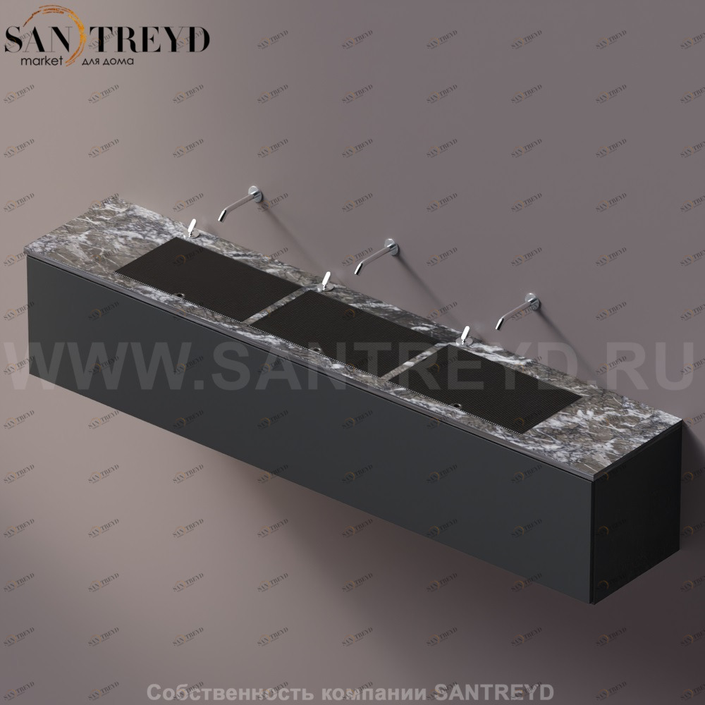 AELLM0CC32426KD Подвесная раковина настенная прямоугольная Agape Ell серая