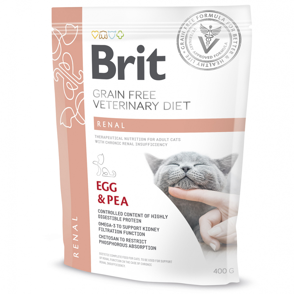 ПР0048537 Корм для кошек VDC Renal беззерновая диета при заболеваниях почек сух. 400г Brit 