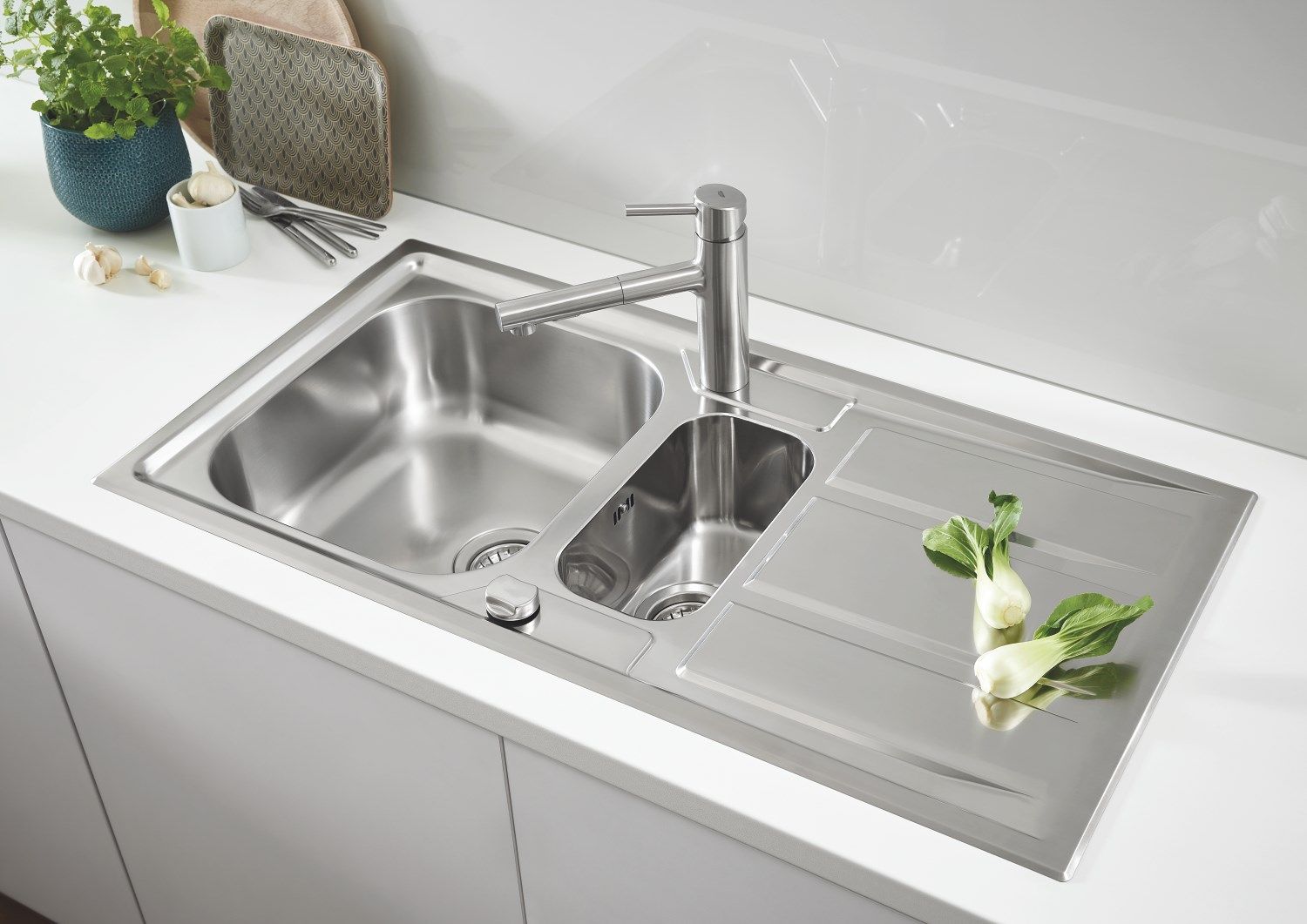 Раковина из нержавеющей стали с одной и половиной раковины Grohe K400+ ARCH-00047065 - Вид №2