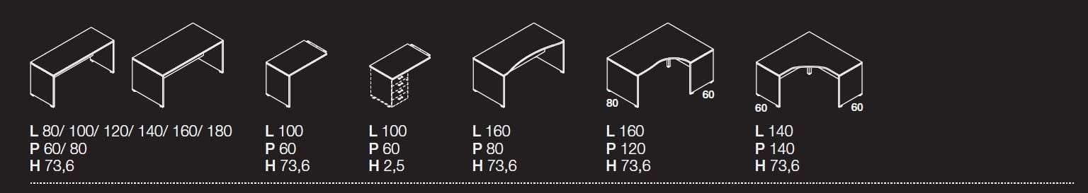 Секционный стол с ящиками Las Mobili Oxi ARCH-00120615