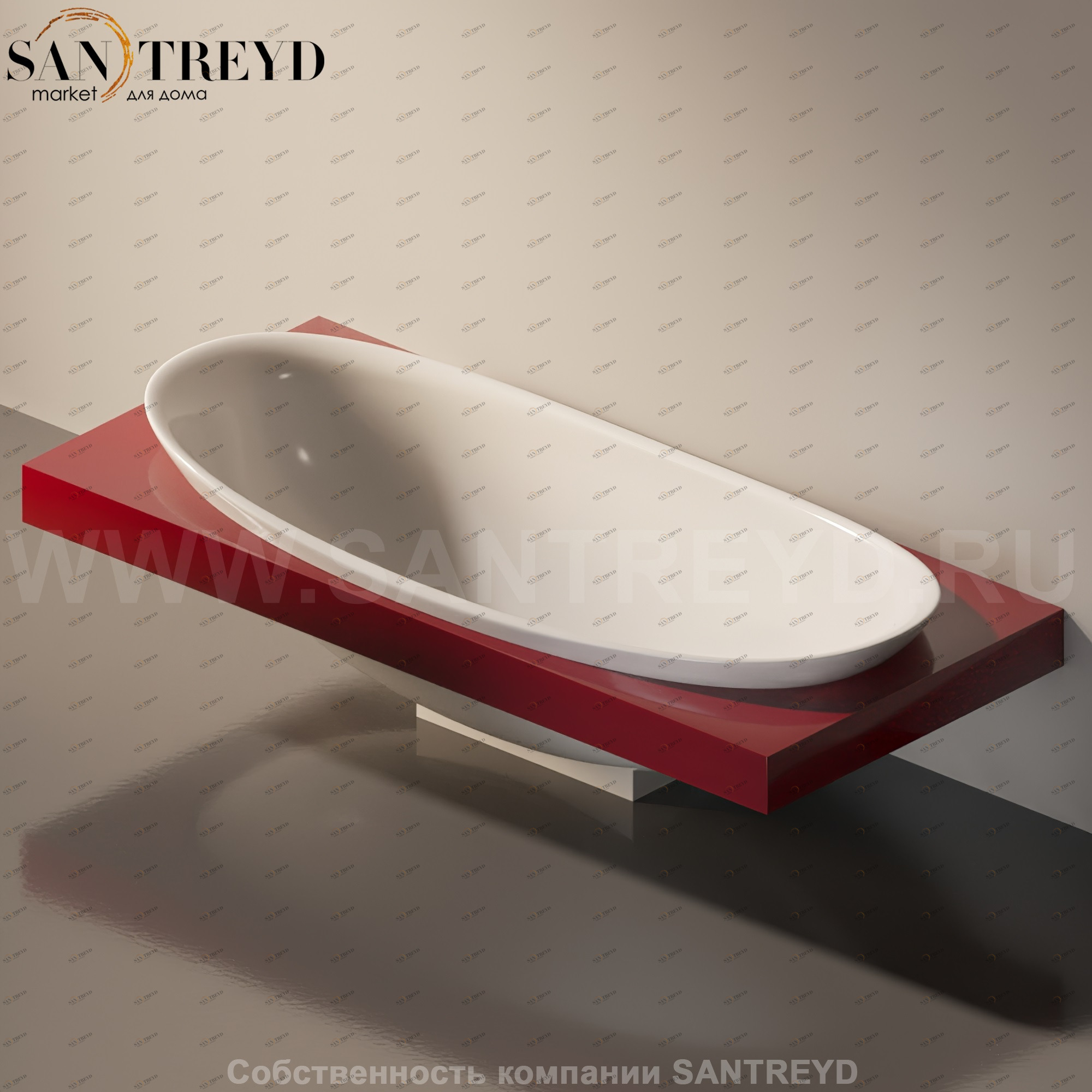 Flaminia IO e SI Столешница с отверстием под ванну красная IO84M1.3011 Ceramica Flaminia IO84M13011