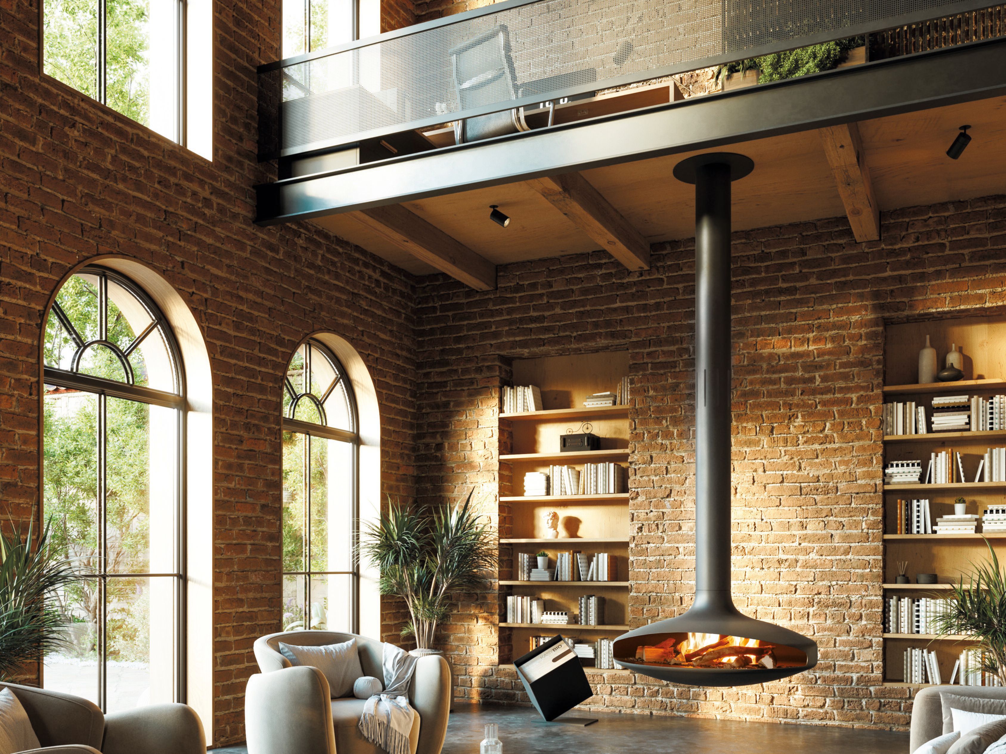 Центральный подвесной камин из биоэтаноловой стали Focus creation Gyrofocus ARCH-00051252