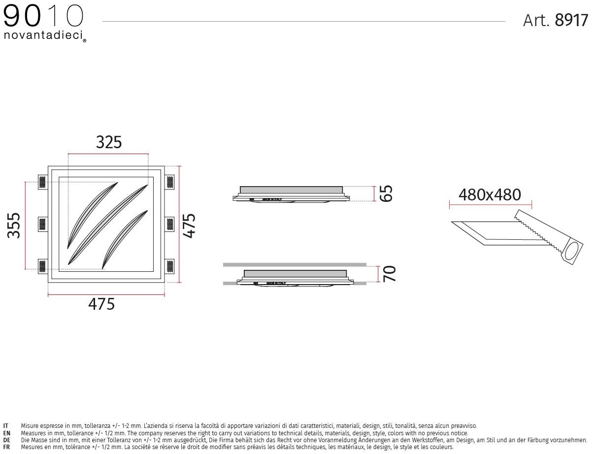 9010 novantadieci Встраиваемый потолочный светильник led из cristaly®  8917  - Вид №2