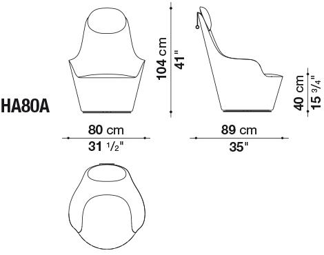 B&B Italia Кресло из ткани с подголовником с высокой спинкой Harbor Ha80a - Вид №6