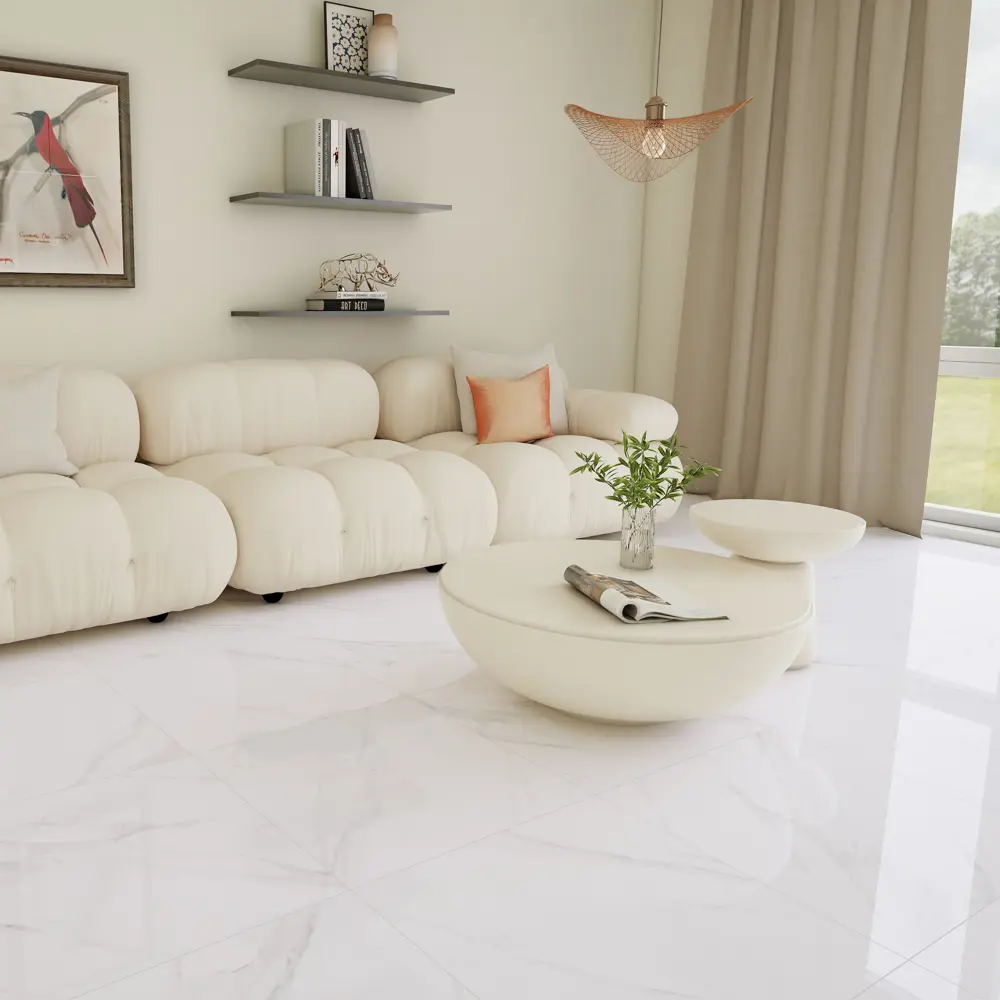 Керамогранит Duna Prizma Satvario 60x60 полированный цвет белый 1.44 м² Santreyd STLM-2205236
