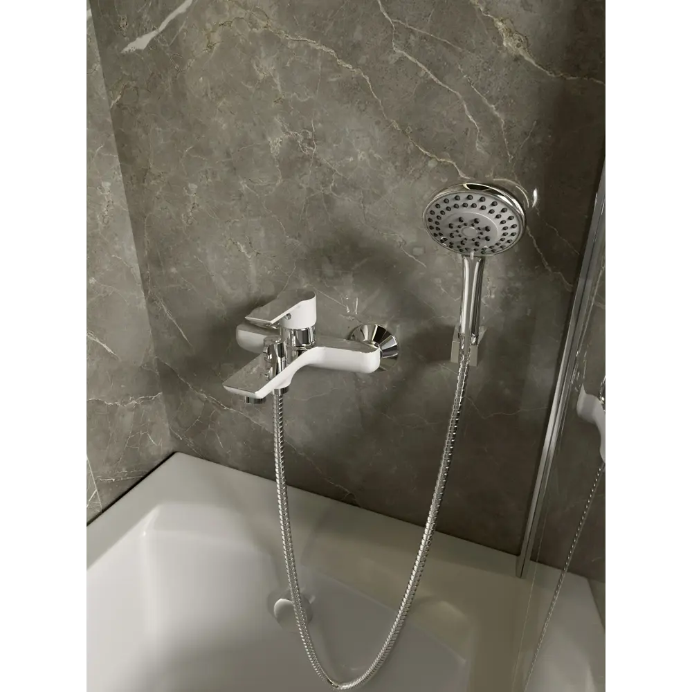 Смеситель ESKO Lucca для ванны - хром с белым матовым покрытием 89358552 STLM-1373005 - Вид №5