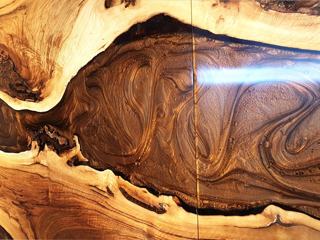 Прямоугольный выдвижной стол из смолы и орехового дерева Legnor LEG2408776 ARCH-00119227 - Вид №2