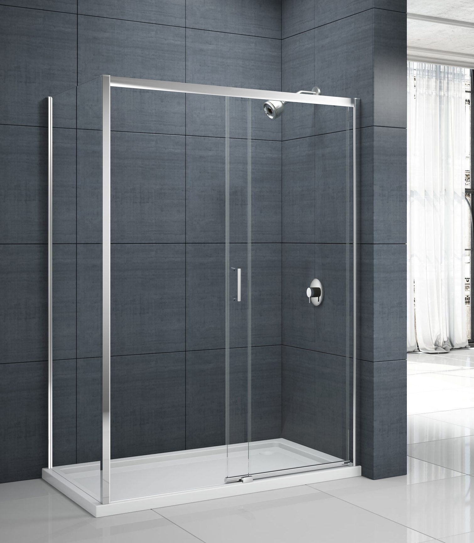 Дверь душевая для установки с боковой панелью MBLA1400R Merlyn MBOX Хромированный  - Вид №1