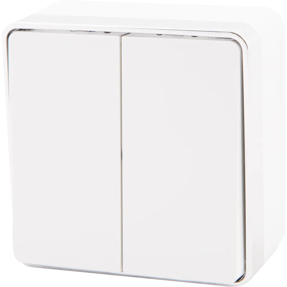 WERKEL Gallant — накладной выключатель с металлическим ободком, 2 клавиши, белый 82036810 STLM-0018128 - Вид №1