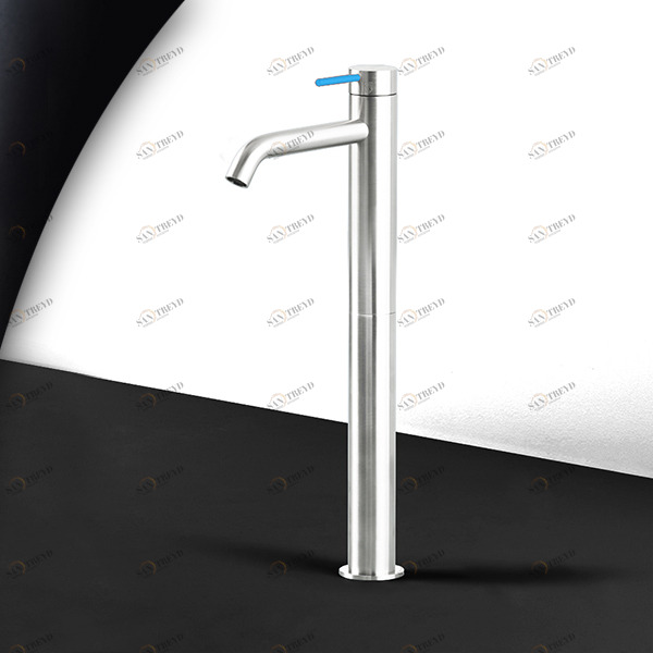 Смеситель для раковины сталь глянцевая с синей ручкой Toki Radomonte TKI6LCIL16