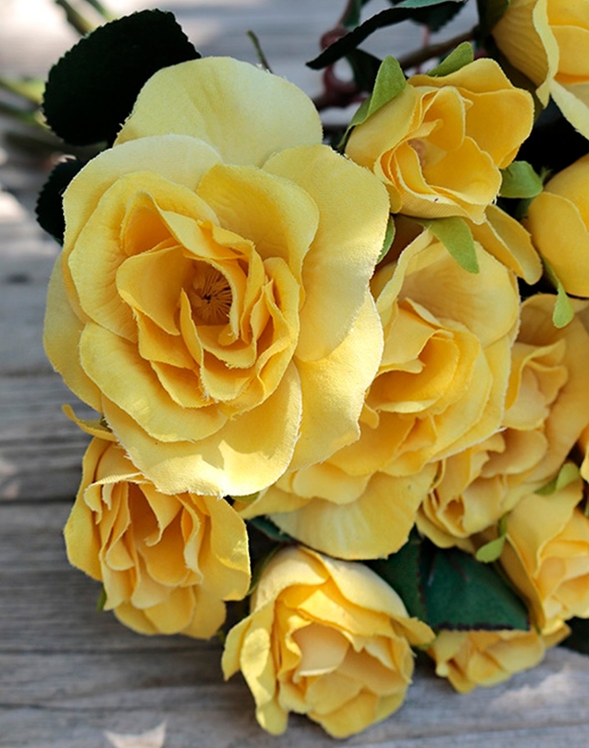 3875 330 a2 Искусственный букет роз, 28 см, 16 цветов, желтый H-andreas 