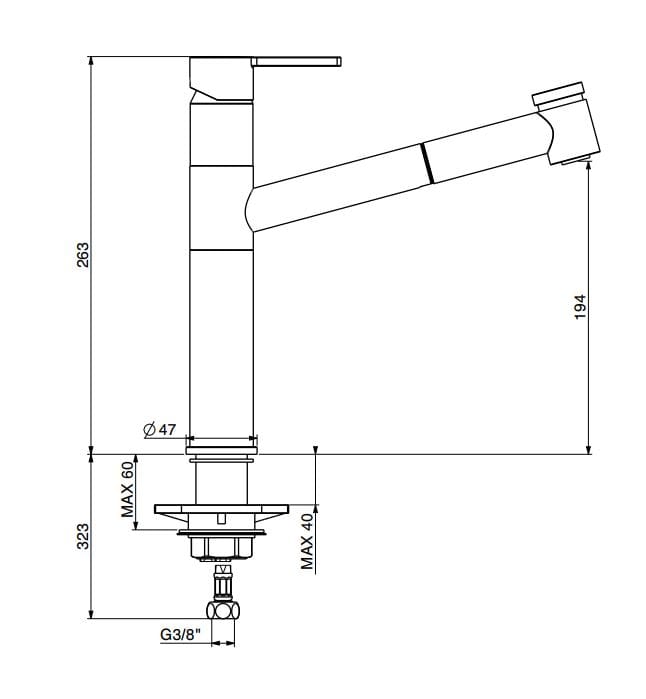Смеситель для кухни на столешнице со съемным ручным душем GATTONI Modern ARCH-00085695 - Вид №2