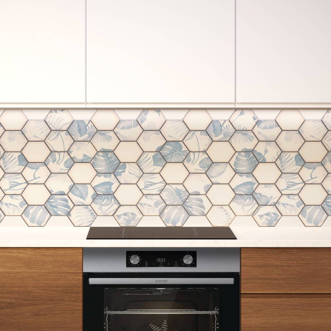 Панель ПВХ 0,3 соты «Голубая монстера» Stella STSR-764 - Вид №1