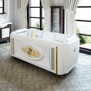 Ванна "ФЕРНАНДО" (чаша, рама-подставка на декоративных ножках, комплект панелей, подголовник - 2 шт., исполнение золото)