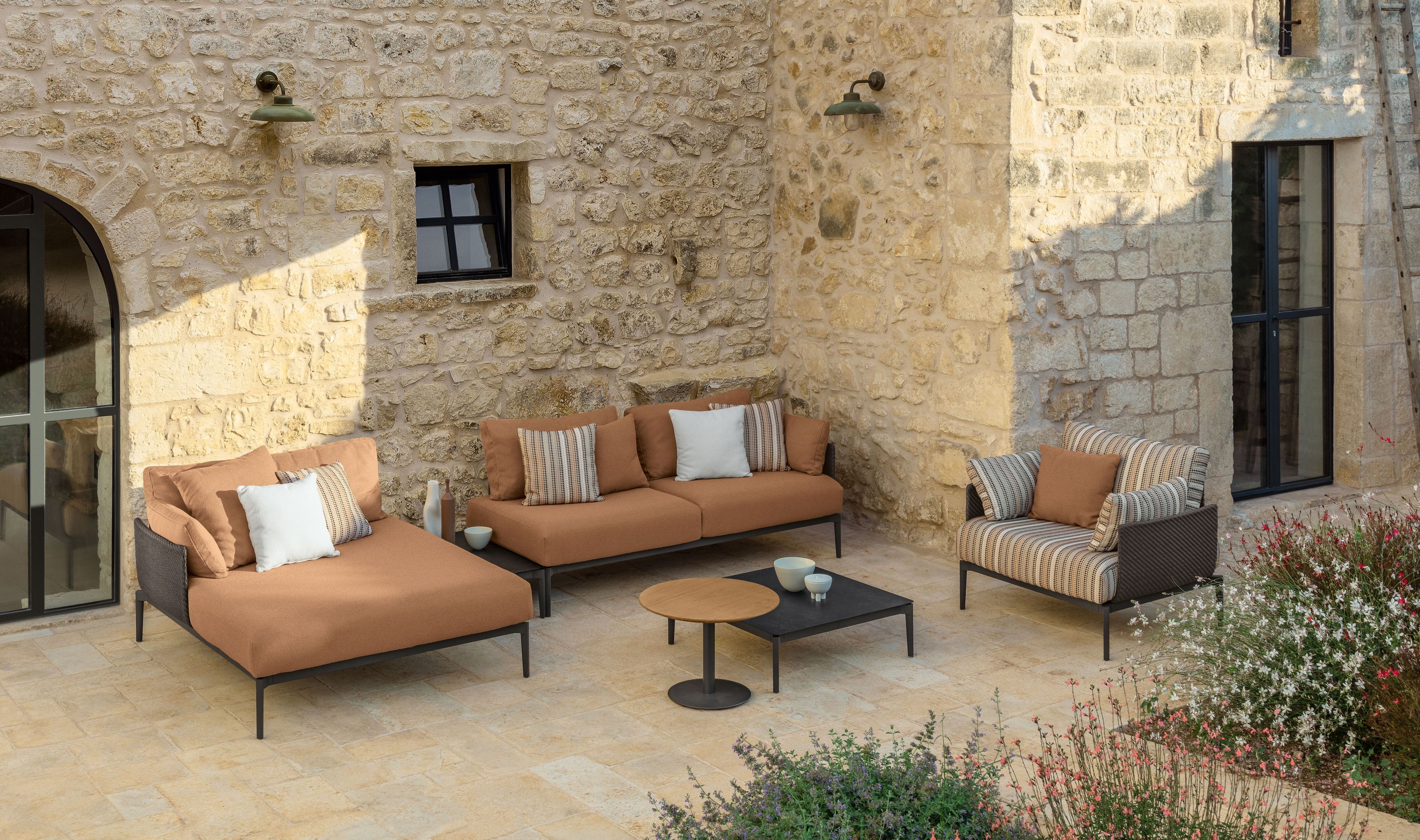 Угловой тканевый садовый диван с полуостровом Talenti Leaf ARCH-00080079 - Вид №5