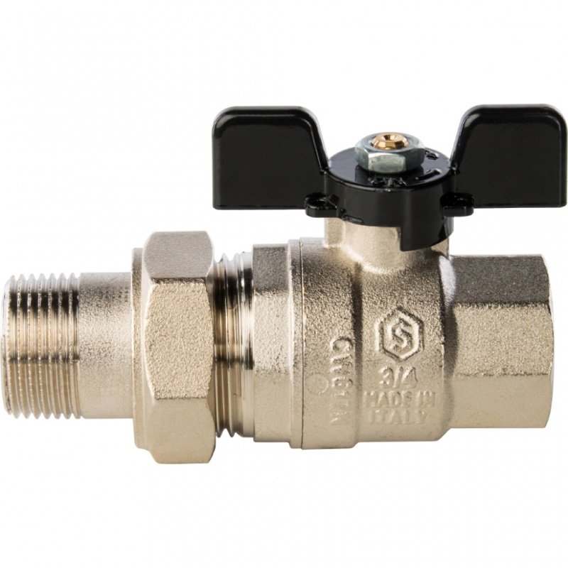 Кран шаровый STOUT ВН 3/4" с американкой бабочка SVB0007000020 - Вид №1