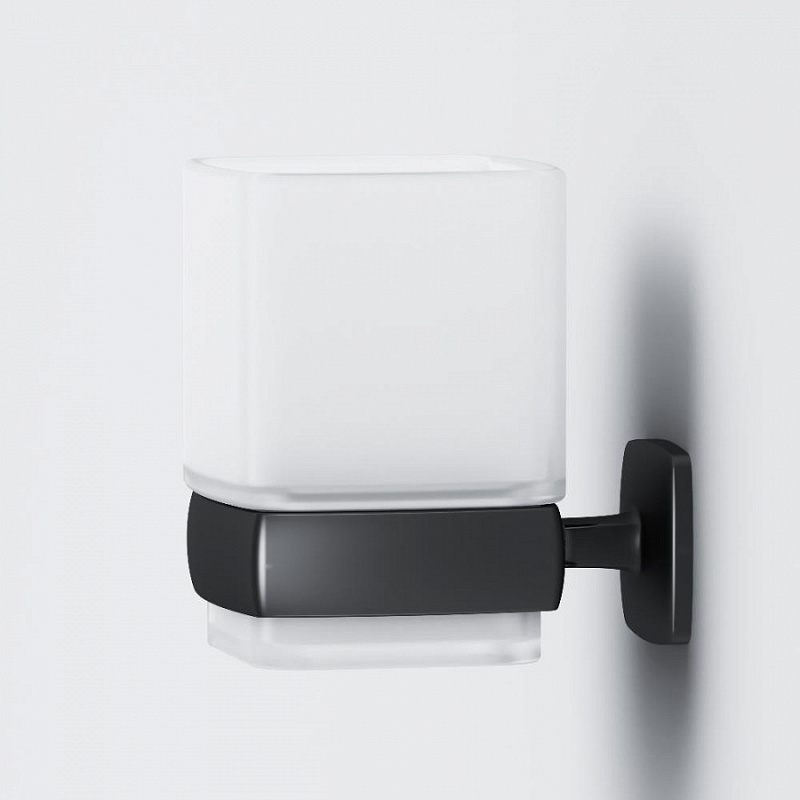 A9034322 Стеклянный стакан с настенным держателем черный AM.PM Gem - Вид №2