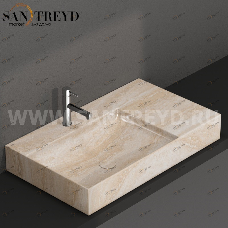 B6R80STR Подвесная раковина настенная прямоугольная Ceramica Globo T-EDGE бежевая