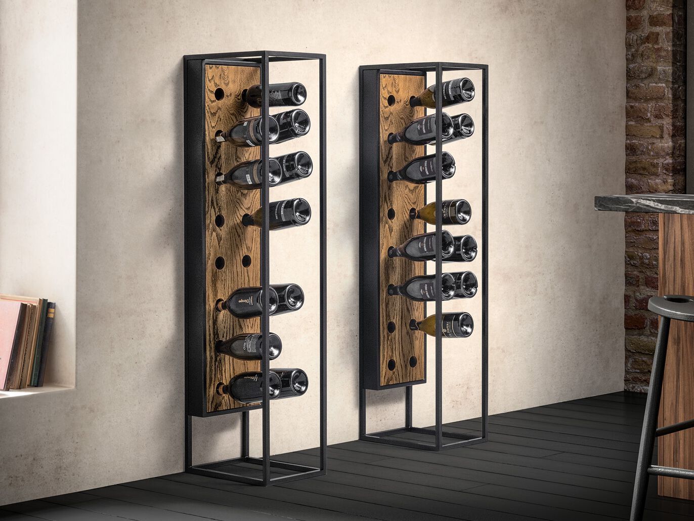 Напольная винная стойка из стали и дерева Canel Fucina Design TOTEM S ARCH-00089660