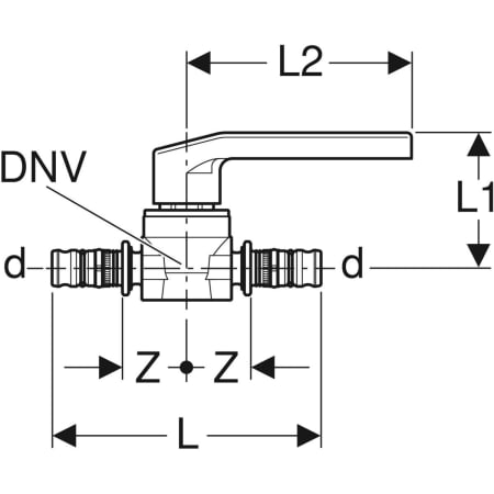 613.061.00.2 Шаровой кран Geberit Mepla с рукояткой Geberit  - Вид №2