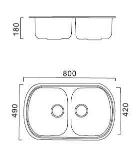HB4980T Кухонная мойка , полированная сталь Haiba  - Вид №2