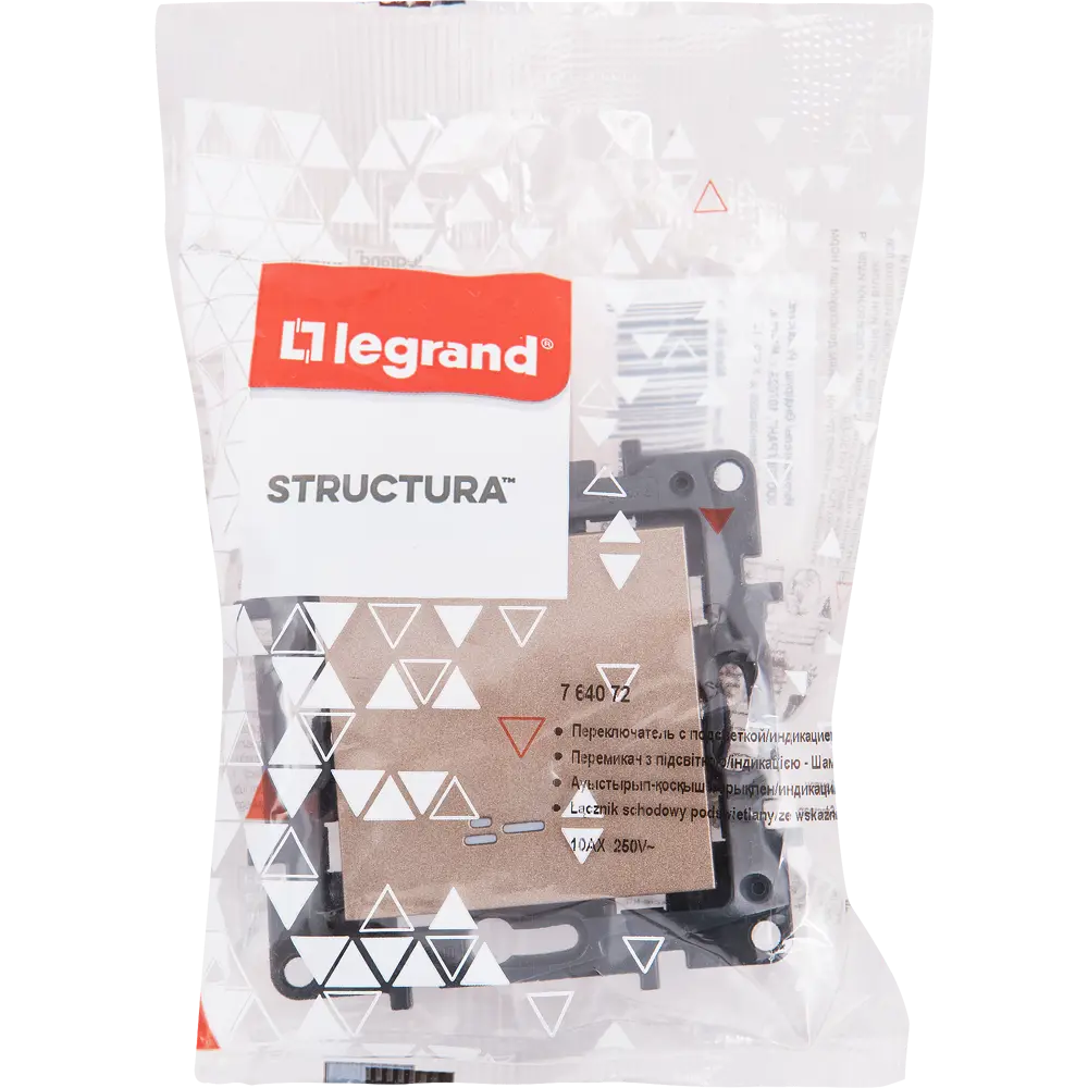 Выключатель проходной встраиваемый Legrand Structura 1 клавиша с подсветкой цвет шампань 82064654 STLM-2164995 - Вид №4