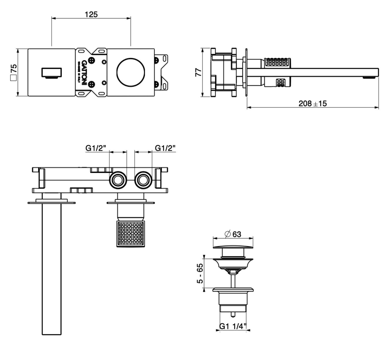 Однорычажный смеситель для раковины GATTONI T_K ARCH-00040631 - Вид №2