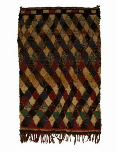 AFOLKI Прямоугольный шерстяной коврик с длинным ворсом и геометрическими мотивами Boucherouite Taa1046be