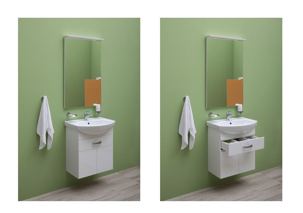 Тумба с раковиной Aquanet Ирис 60 белый (1 ящик, 2 дверцы) 0019838100182641 - Вид №10