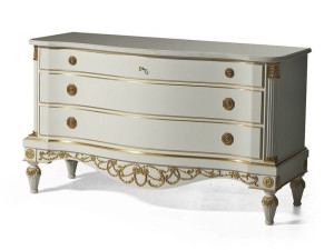 Лакированный деревянный комод с мраморной столешницей
