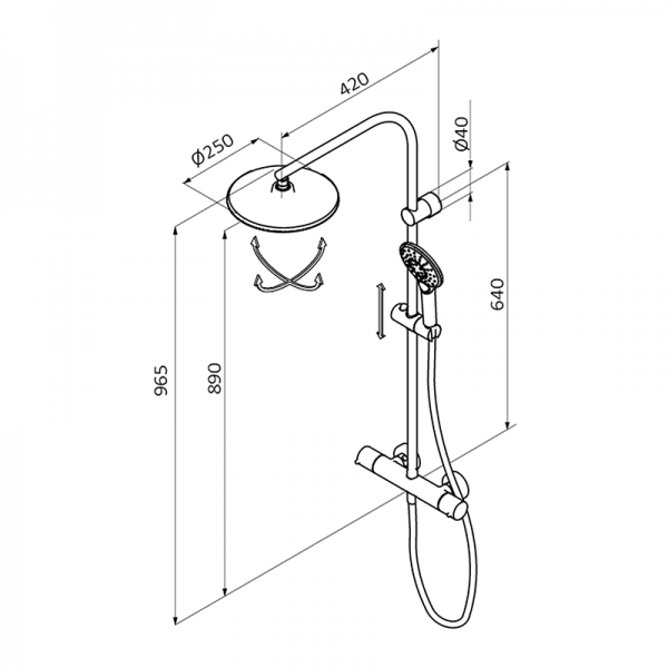 44435440 PREMIUM GRB Сухой душ термостатический с колонкой Хром GRB MIXERS  - Вид №1
