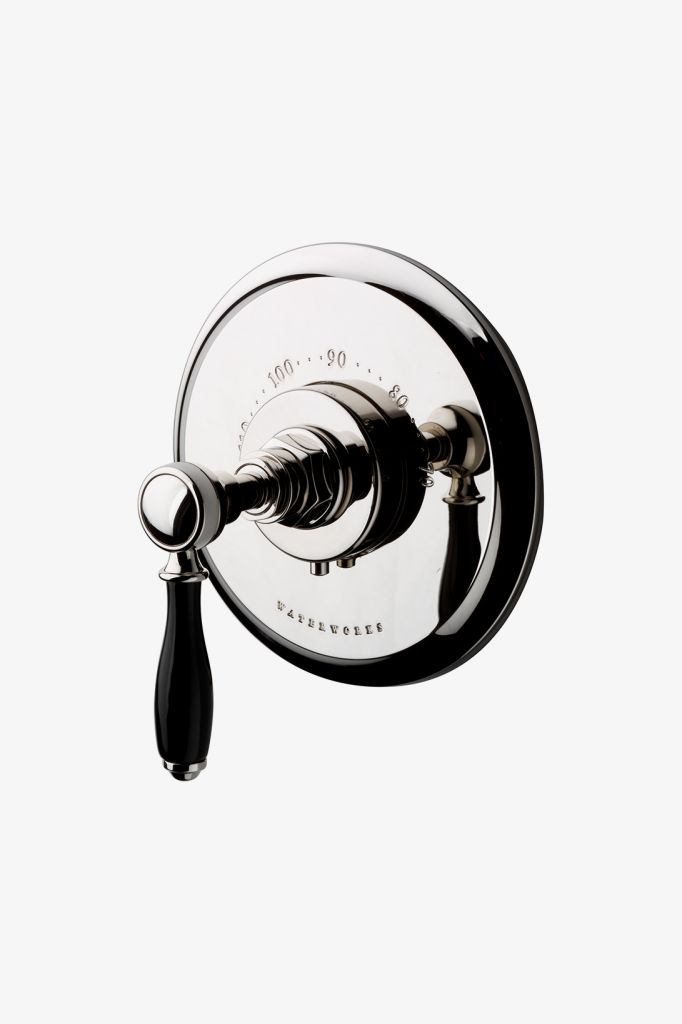 EATH19 Облицовка термостатического регулирующего клапана Easton Vintage с черной фарфоровой ручкой рычага Waterworks 