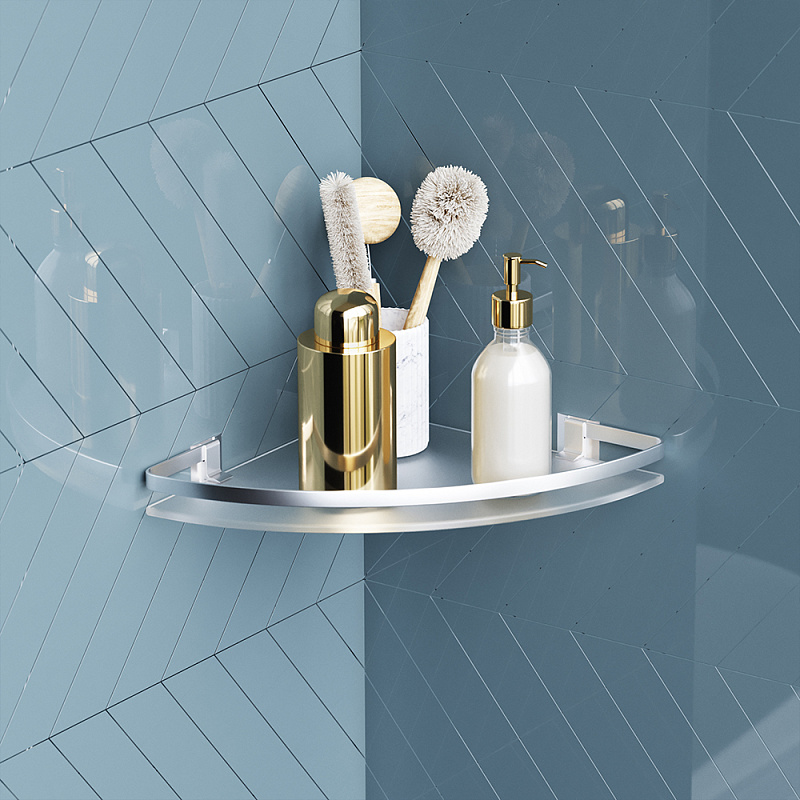 A7456100 Полка угловая стеклянная алюминий AM.PM Sense L  - Вид №1