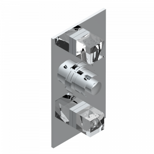 G5E-5400BE Накладка с ручкой регулировки температуры и двумя маховиками для термостатического смесителя 5400AE Thg-paris Soho Хром