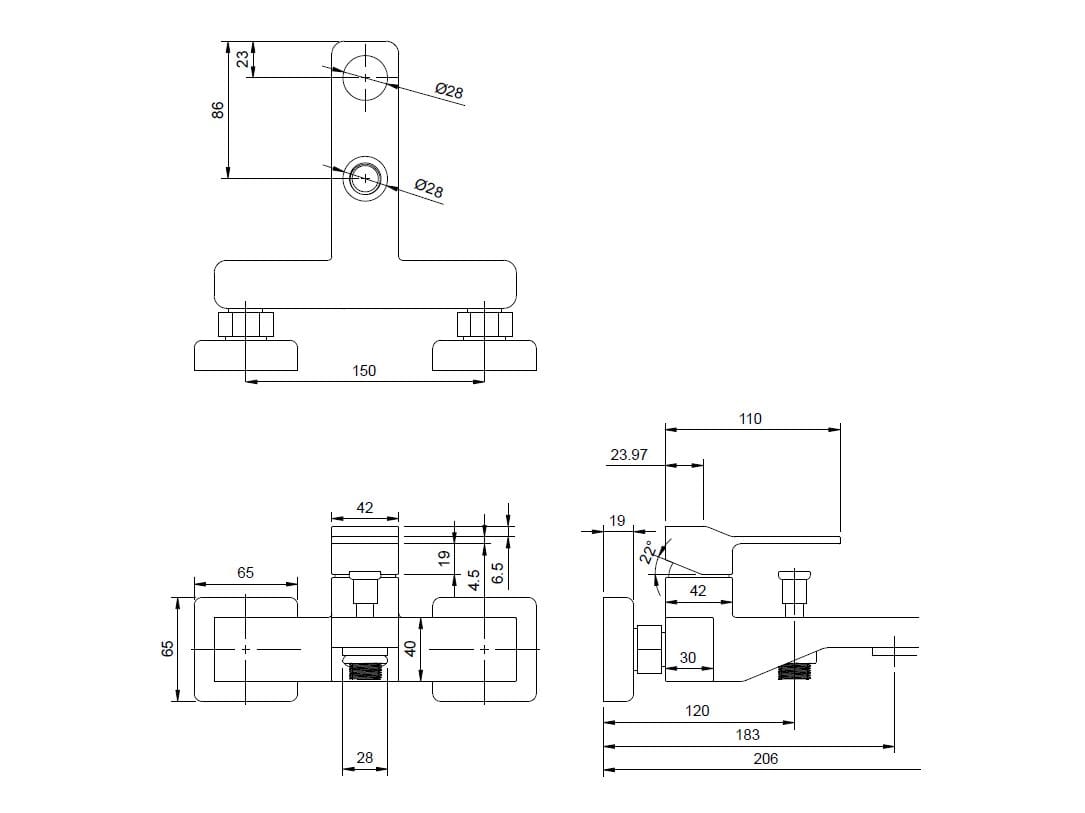 Настенный смеситель для ванны OMNIRES Slide ARCH-00138007 - Вид №2