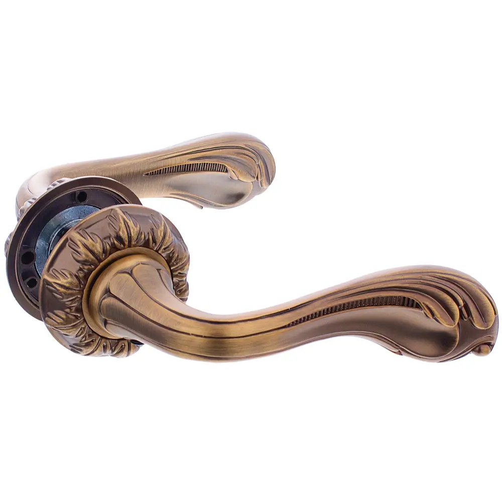 Ручки дверные на розетке Renz Фабриано, ЦАМ, цвет кофе STLM-2108969 - Вид №1