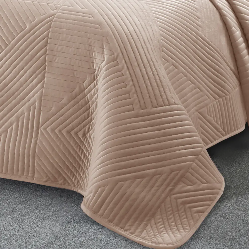 Покрывало 200x220 см велюр стёганый цвет пудра Santreyd STLM-2018836 - Вид №2