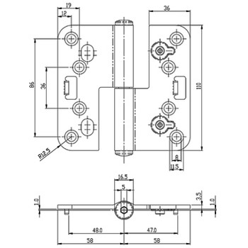 Петля ABLOY N3558-110TMKS ZN ASSA ABLOY LK01-601