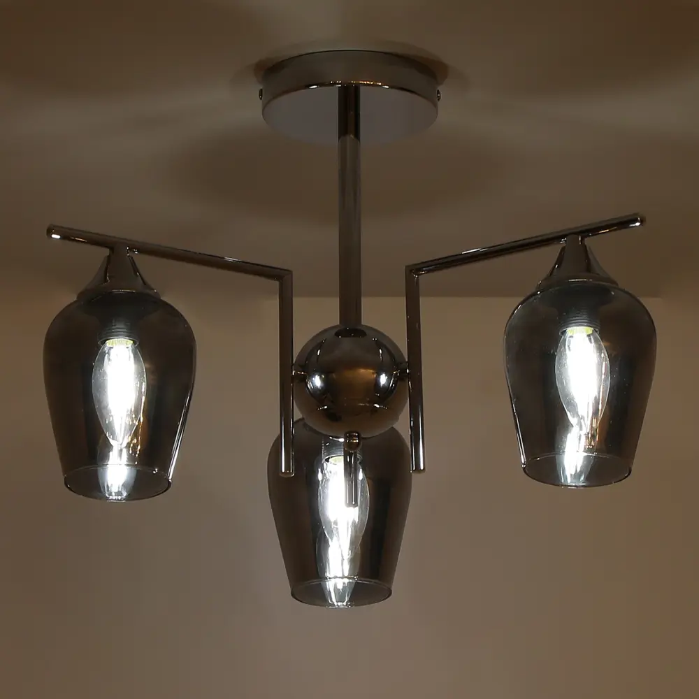 Люстра на штанге Libre 3 лампы 12 м² цвет хром SCHAFFNER STLM-2172858 - Вид №1