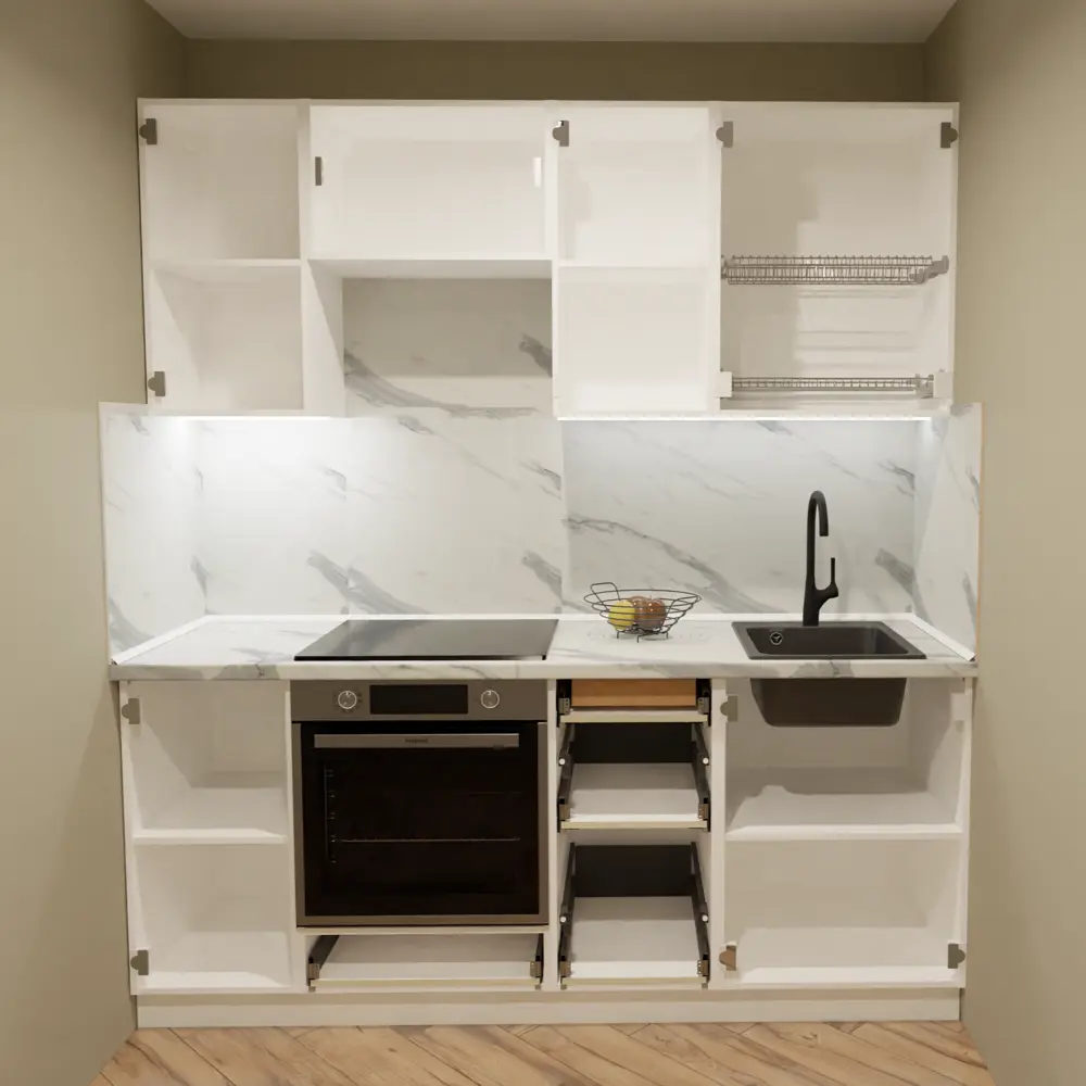 Кухонный гарнитур 200x60 см Ньюпорт ВУШ цвет топо KONSENSA STLM-2199732 - Вид №2