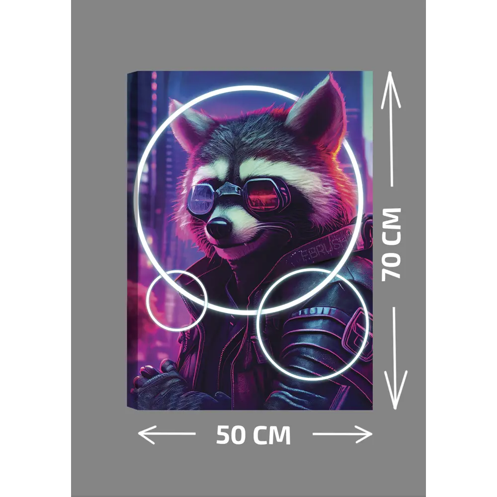 Картина Неоновый енот 50x70 см 88537767 STLM-2162206 FBRUSH  - Вид №3