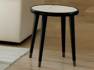 Porada Круглый журнальный столик из массива дерева и мраморной столешницы Iron